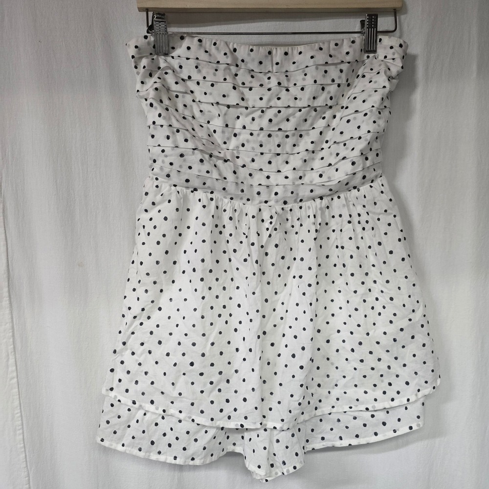 Altar'd State Sami Romper Women M White Polka Dot Cotton Coquette Cottagecore